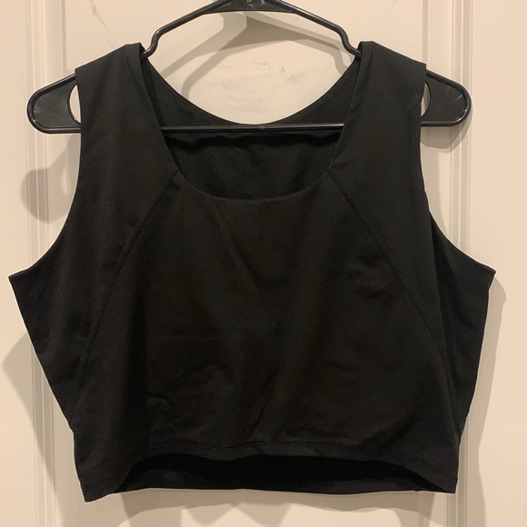 #24 Pink Lily, Black Workout Top, Has Cups Inside, Size L. - Picture 2 of 3